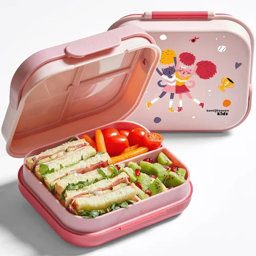 Vista 7 de Bentoheaven Lonchera Bento para niños, 3 compartimentos, 30 onzas, rosa Rosa coral