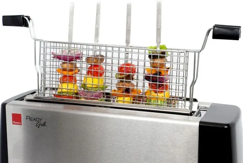 Vista 3 de Ronco Cesta multiusos Ready Grill con brochetas