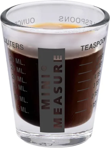 Vista 8 de Kolder Medida Mini de Vidrio Pesado, 20 Mediciones Incrementales Vaso de Chupito Medidor Multiusos para Líquido y Seco, Negro, Juego de 2