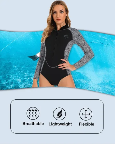 Vista 3 de Seaskin Traje de neopreno de una pieza de manga larga para mujer, corto 2mm