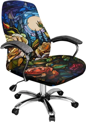 Vista 46 de Green Leaf - Fundas para sillas de oficina en casa, fundas elásticas para sillas de escritorio de computadora, respaldo alto, universales, fundas