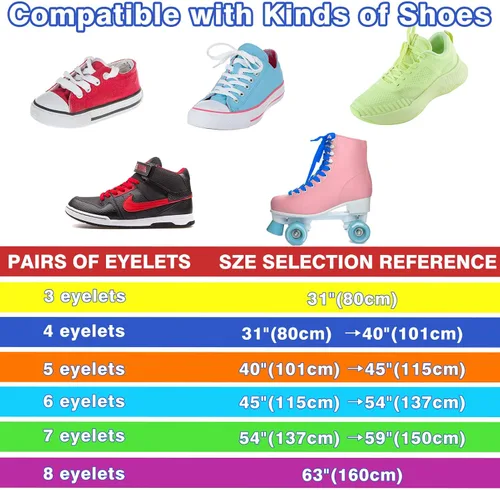 Vista 6 de Auihiay 3 pares de cordones planos de 31 a 63 pulgadas, cordones para zapatos deportivos, patines, lona, zapatos para botas
