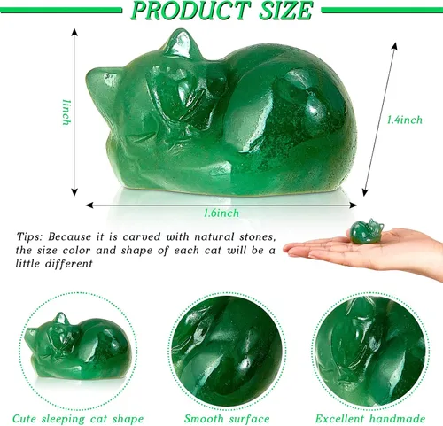Vista 2 de Barydat 6 figuras de cristal, estatuas de gato, lindo gato, decoración del día de la madre, escultura tallada pequeña para mujeres, regalos