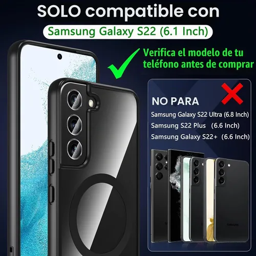 Vista 2 de Hensinple Funda Magnética para Samsung Galaxy S22, Funda para Teléfono Galaxy S22 [Compatible con MagSafe], Cubierta Magnética Transparente