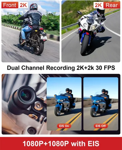 Vista 10 de Cámara de tablero de motocicleta INNOVV K7, cámara frontal y trasera 2K + 2K con EIS antisacudida, cámara de tablero de motocicleta con modo