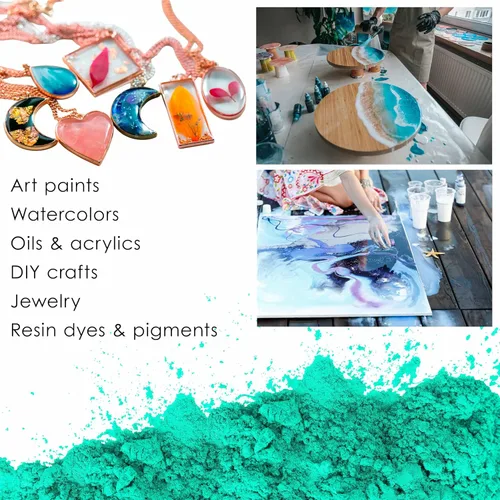 Vista 6 de U.S. Art Supply Polvo de pigmento perla de mica, Aqua 3.5 oz (100g)