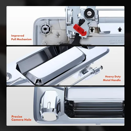 Vista 7 de A-Premium - Manija de portón trasero de metal mejorada - Compatible con Toyota Tacoma 2016-2023, Tundra 2014-2021 - Manija cromada con orificio