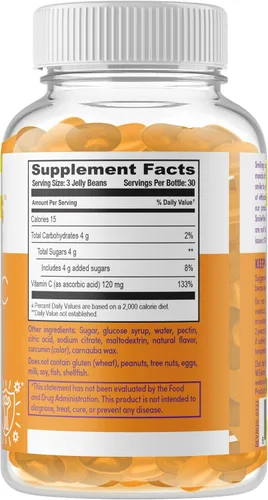 Vista 2 de Gomitas de vitamina C Apoya la salud inmunológica Sin gluten, gelatina y OGM Apto para veganos y kosher Sabor a naranja para adultos 90