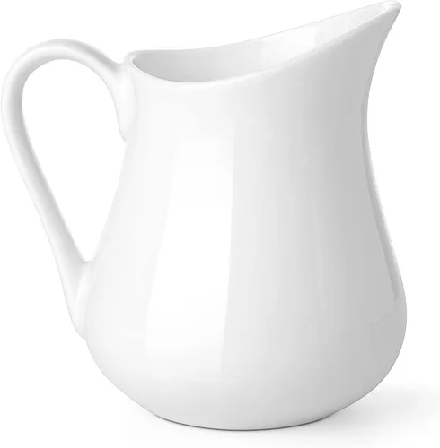 Vista 16 de Gurygo Jarra de Crema de 2 Oz (Juego/2) con Asa, Pequeña Jarra de Crema Clásica de Porcelana Fina Blanca, Pequeña Jarra de Leche para Café, Leche