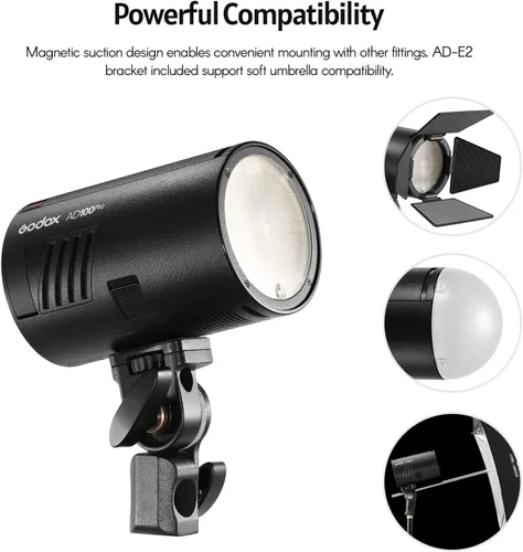 Vista 5 de GODOX AD100Pro Luz de Flash de Estudio en Bolsillo para Fotografía con Pantalla OLED 5800K 1/8000s Sync TTL/Multi/M Flash Integrado 2.4G Wireless X