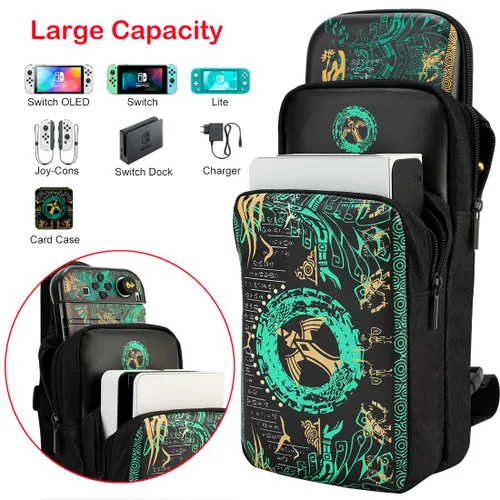 Vista 2 de Owngen Travel Bag for Nintendo SwitchLiteOLED, for Zelda Tears of the Kingdom Portable Sling Shoulder Crossbody Carrying Storage Accessories