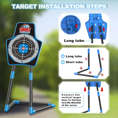 Vista 4 de SpringFlower 2 Bow and Arrow Sets with LED Light-up,2 Foam Dart Guns for Kids 5 6 7 8 9 10+ Years Old, Archery Set with Standing Target for Boys &