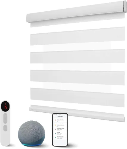 Vista 10 de Persianas motorizadas de cebra con cenefa integral, persianas inteligentes, tamaño personalizado, automático, control remoto, compatible