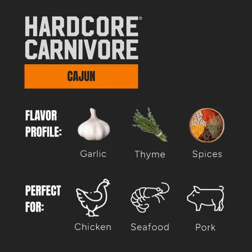 Vista 3 de Hardcore Carnivore Condimento cajún (agitador de 10.5 onzas) hecho en Texas, mezcla auténtica para gumbo, frijoles rojos y arroz, jambalaya y más