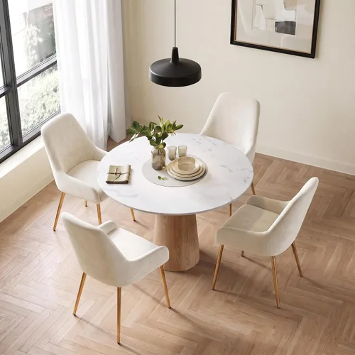 Vista 10 de Juego de 4 sillas de comedor de terciopelo negro, modernas sillas de cocina