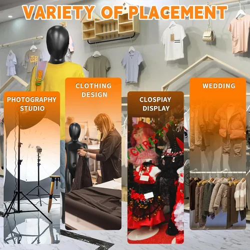 Vista 7 de Maniquí infantil, maniquíes para niños de cuerpo completo de 43.3 pulgadas, maniquíes de forma de vestido negro para niños, exhibición realista