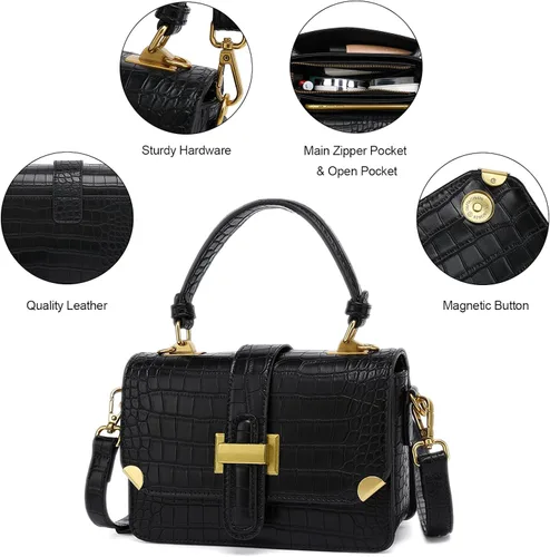 Vista 5 de LL LOPPOP Bolsos de hombro con asa superior para mujer, elegantes y pequeños, de cuero, estilo cartera