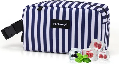 Vista 31 de Bolsa de almuerzo mini enfriadora Cerbonny, bolsa de almuerzo congelable y bolsa de snacks, bolsa aislada para viaje/trabajo/escuela, lonchera mini