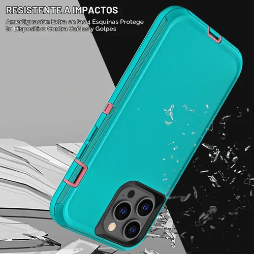 Vista 5 de YKHJKLEC para iPhone 13 Pro Max, funda militar grado 3 en 1 resistente a golpes/caídas/polvo con 2 piezas de protector de pantalla de vidrio Azul