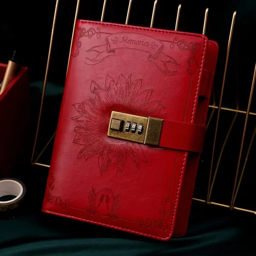 Vista 8 de Diario de bloqueo para mujer, diario vintage con cerradura personal, recargable, diario de bloqueo de cuero, cuaderno de escritura B6 para niñas