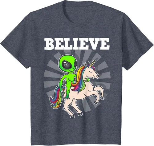 Vista 69 de Believe Space Alien Riding Unicorn - Camiseta de regalo divertida, Negro, S