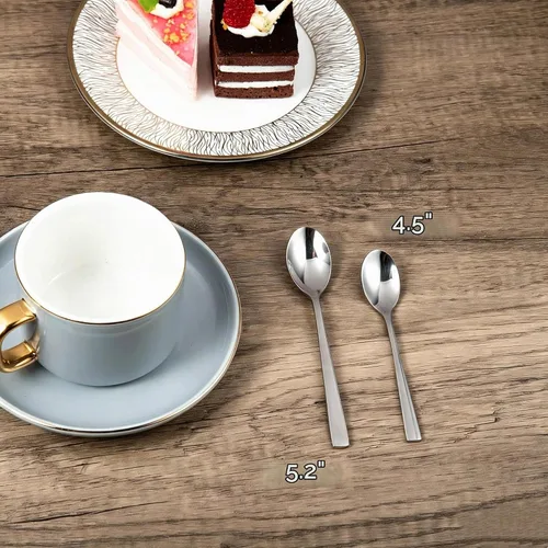 Vista 3 de IMEEA Cucharas de café expreso de 4.5 pulgadas SUS304 de acero inoxidable para café expreso y postres pequeños, juego de 6