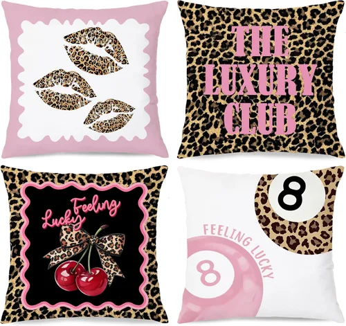 Vista 24 de Trendy Leopard Cheetah Print Pillow Covers 18x18 Set of 4