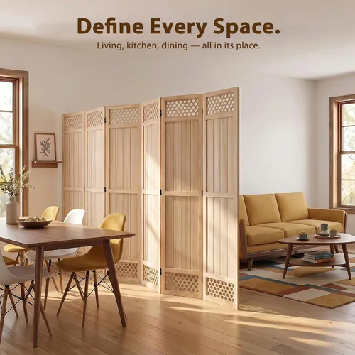 Vista 5 de Divisor de habitación de madera, pantalla de privacidad, divisor de Natural