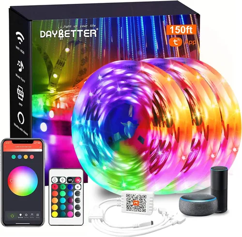 Vista 13 de DAYBETTER - Luces LED inteligentes con WiFi, controladas por la aplicación Tuya, funcionan con Alexa y Google Assistant, programación