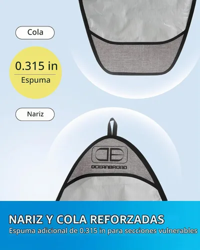 Vista 4 de OCEANBROAD Bolsa para Tabla de Surf Longboard Mochila de Día Bolsa de Viaje 5'0, 5'6, 6'0, 6'6, 7'0, 7'6, 8'0, 8'6, 9'0, 9'6, 10'0