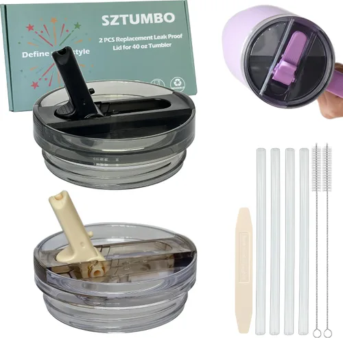 Vista 11 de 2 tapas con popote desmontable para Stanley Quencher ProTour de 40 onzas, tapa 100% a prueba de fugas para accesorios de vasos Stanely de 40 onzas
