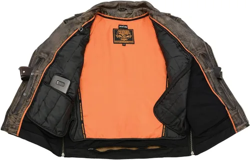 Vista 6 de Milwaukee - Chaqueta de moto ventilada para hombre, actualizada (Negro/Beige)