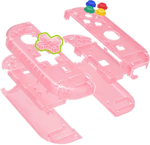 Vista 3 de eXtremeRate Joycon carcasa para mando de mano color rosa cereza (versión D-Pad) con botones coloridos, funda de repuesto para Nintendo Switch