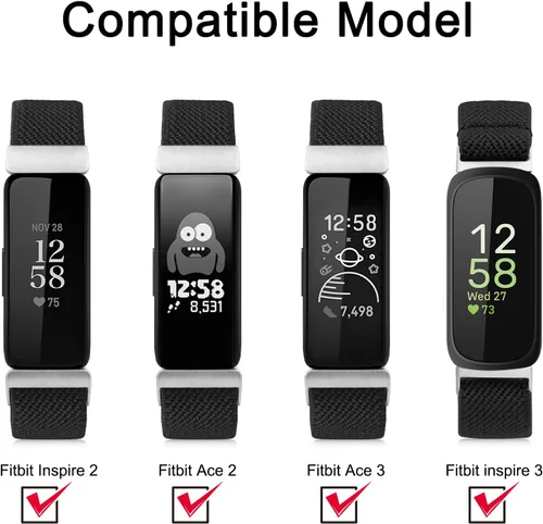 Vista 4 de Vancle Correas elásticas para Fitbit Inspire 3 para mujeres, bandas ajustables y transpirables de nylon elástico compatibles con Fitbit Inspire 3