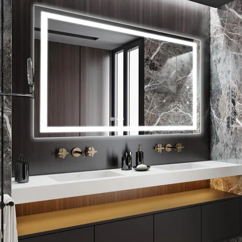 Vista 8 de Espejo de baño LED de 72 x 36 pulgadas con luces, antiniebla, regulable, retroiluminado + iluminado frontal, espejo de tocador de baño iluminado