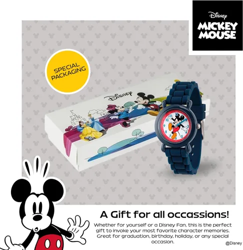 Vista 6 de Disney Mickey Mouse - Reloj analógico de cuarzo con correa de silicona para niños