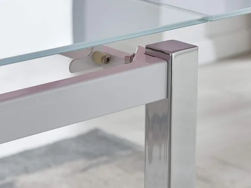Vista 6 de Furniturebox UK Enna - Mesa de comedor extensible de cristal blanco y 6 sillas Milan (6 sillas capuchino)