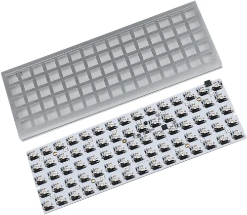 Vista 14 de YMDK Idobao x 75 teclas de diseño ortodoxo a través de placa acrílica intercambiable en caliente intercambiable en caliente RGB PCB teclado mecánico