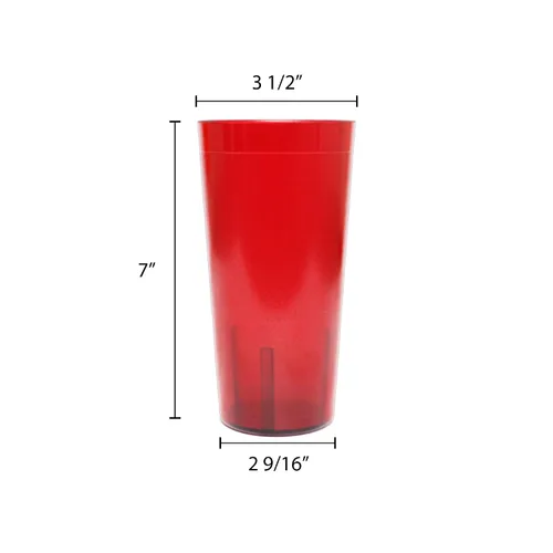 Vista 2 de Thunder Group PLTHTB024R - Vaso (24 onzas), exterior texturizado, resistente a arañazos e impactos, apilable, apto para lavavajillas, plástico