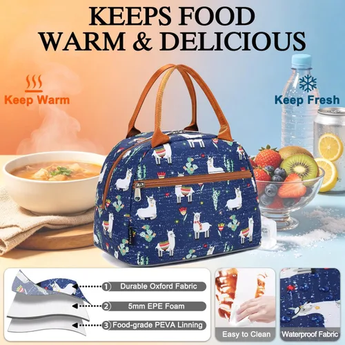 Vista 4 de Bolsa de almuerzo aislada FlowFly - Bolsa de asas organizadora para mujeres/hombres, Alpaca