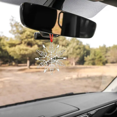 Vista 3 de Adorno de copo de nieve con pene - El adorno más divertido del siglo, divertido adorno de copo de nieve para árbol de Navidad, espejo retrovisor