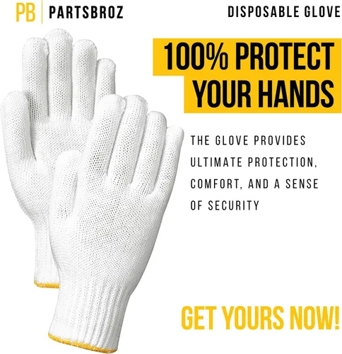 Vista 5 de PartsBroz Comfort-Fit Cotton Work Gloves Breathable One Size 1 Pair PB-2