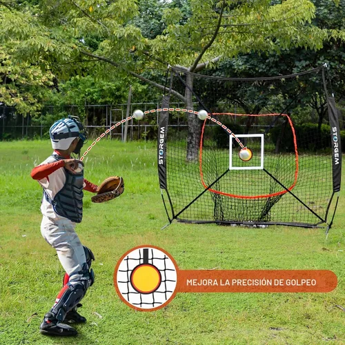 Vista 3 de Storgem 6'X6' Baseball Softball Practice Net with Strike Zone & Bow Frame