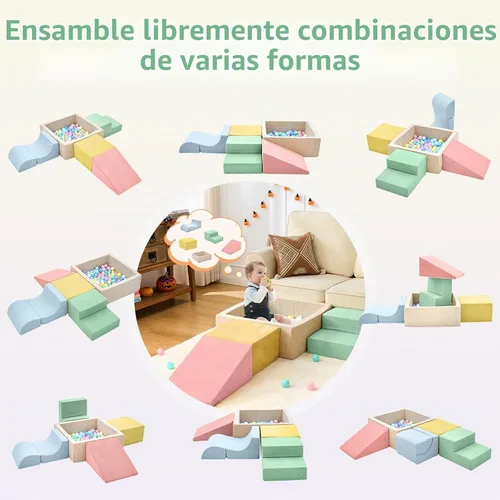 Vista 3 de JUGUETES DE ESCALADA PARA NIÑOS PEQUEÑOS, Juguetes de Escalada para Niños Pequeños en Interiores, Juego de 5 Piezas de Bloques de Escalada de Espuma