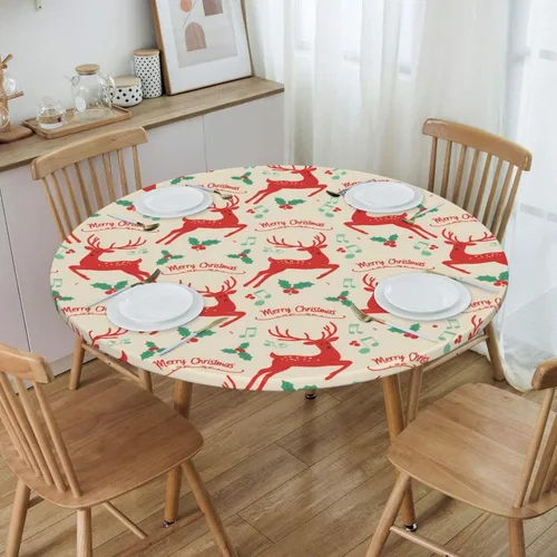 Vista 13 de Decorative Round Tablecloth Fitted Elastic 26" - 30" Butterfly Waterproof Table Cloth Cover Stretch Table Pad Cover for Parties Weddings Banquet