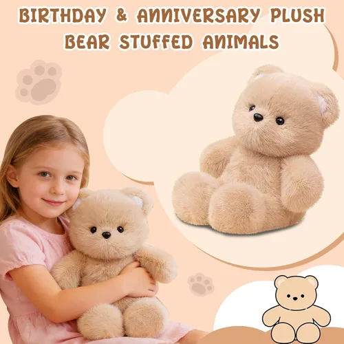 Vista 5 de Oso de peluche, 16 pulgadas, lindos peluches abrazables, oso marrón, regalo de cumpleaños para niñas y niños