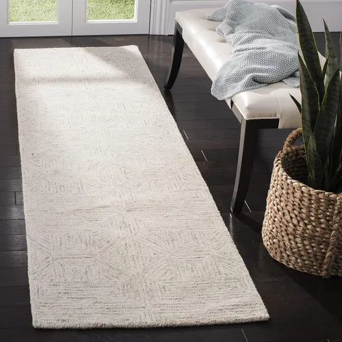 Vista 4 de SAFAVIEH Abstract Collection - Alfombra decorativa, 2 x 3 pies, azul y marfil, lana hecha a mano, ideal para zonas de alto tráfico en entrada, sala