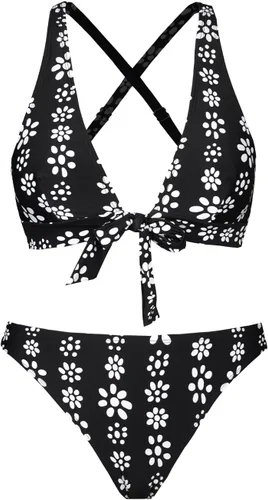 Vista 7 de CUPSHE Conjunto de bikini de dos piezas con estampado floral en la parte delantera y espalda cruzada para mujer