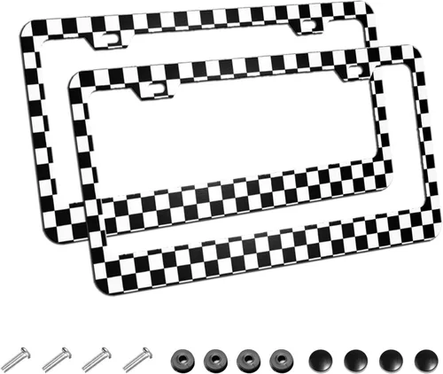 Vista 8 de Paquete de 2 marcos para placa de matrícula personalizados para tu propio automóvil, soporte personalizado para placa de matrícula con texto