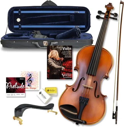 Vista 11 de Violín Bunnel G1 de tamaño 1/2 con estuche de transporte y accesorios incluidos - Madera maciza de arce y accesorios de ébano de Kennedy Violins